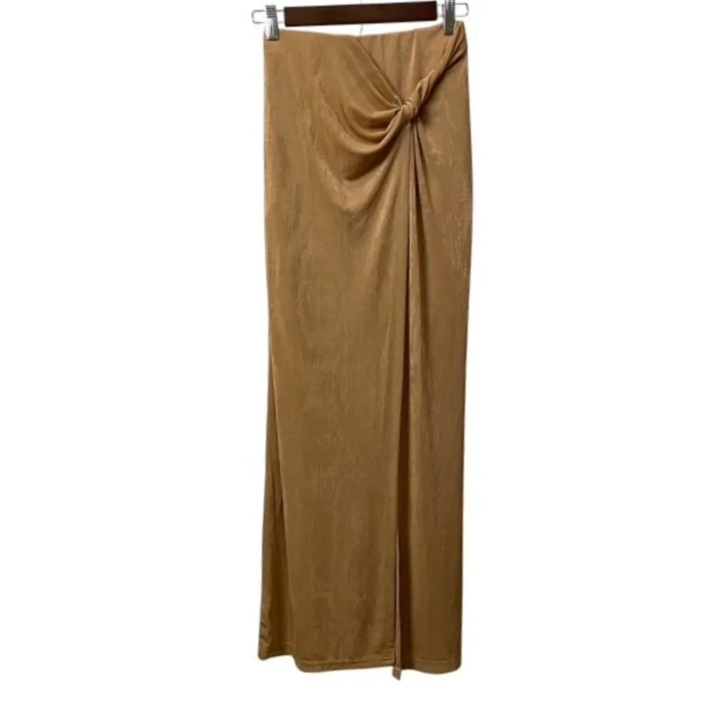 NWT Significant Other Ivy Mini Skirt Midi Overlay Sand Gold Tan US Size 6